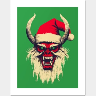 Vintage Krampus Christmas Holiday Horror Graphic Posters and Art